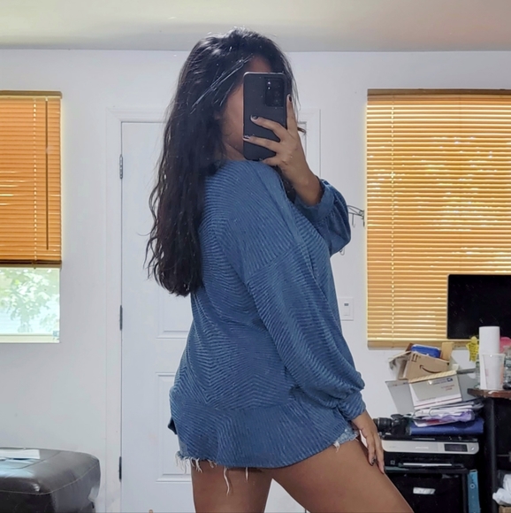 KEEPIN IT REAL TEAL BLUE TUNIC TOP - Picture 2 of 14